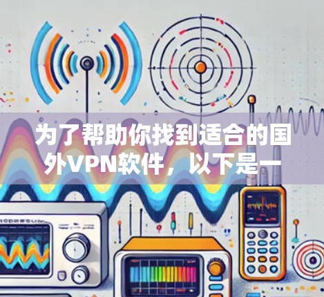 为了帮助你找到适合的国外VPN软件，以下是一些推荐的选项，涵盖功能、安全性和适用性